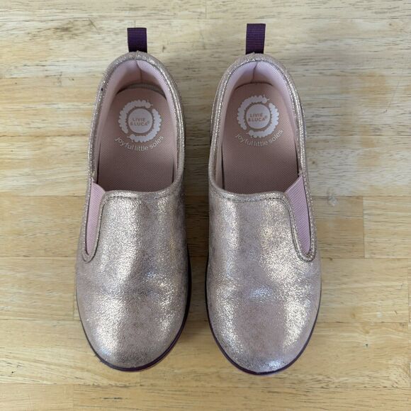 Livie & Luca Ridge ECO Rose Pink Metallic Slip On Sneaker Shoes Nice Size 2 EUC - Picture 2 of 9